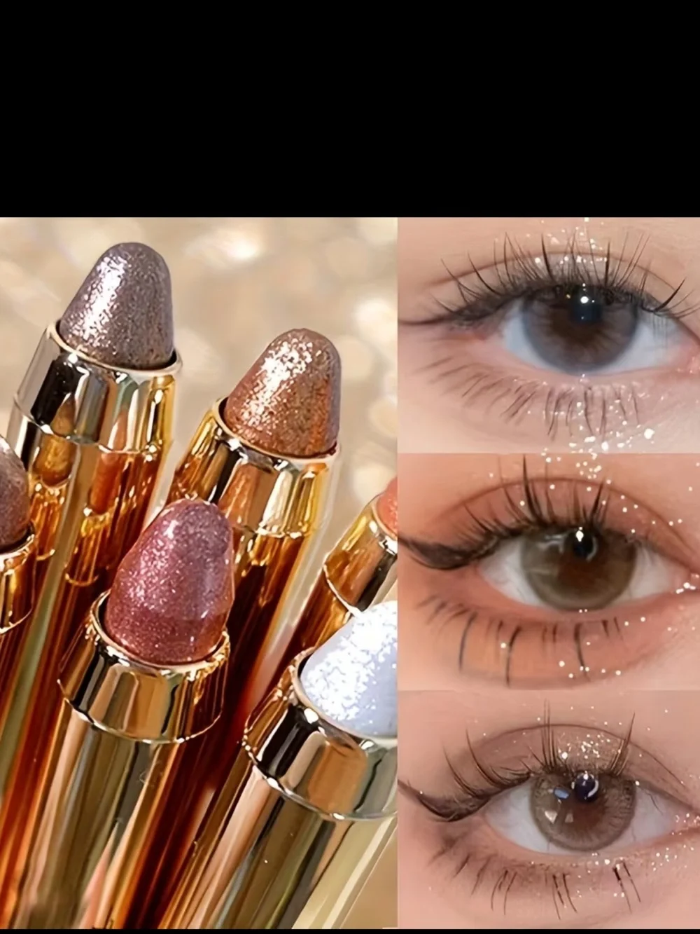 6-Piece Phantom Glitter Shimmer Eyeshadow Pencil Set with Sponge Applicators NEW